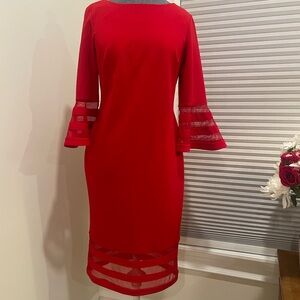 Calvin Klein Red Long Sleeve Dress